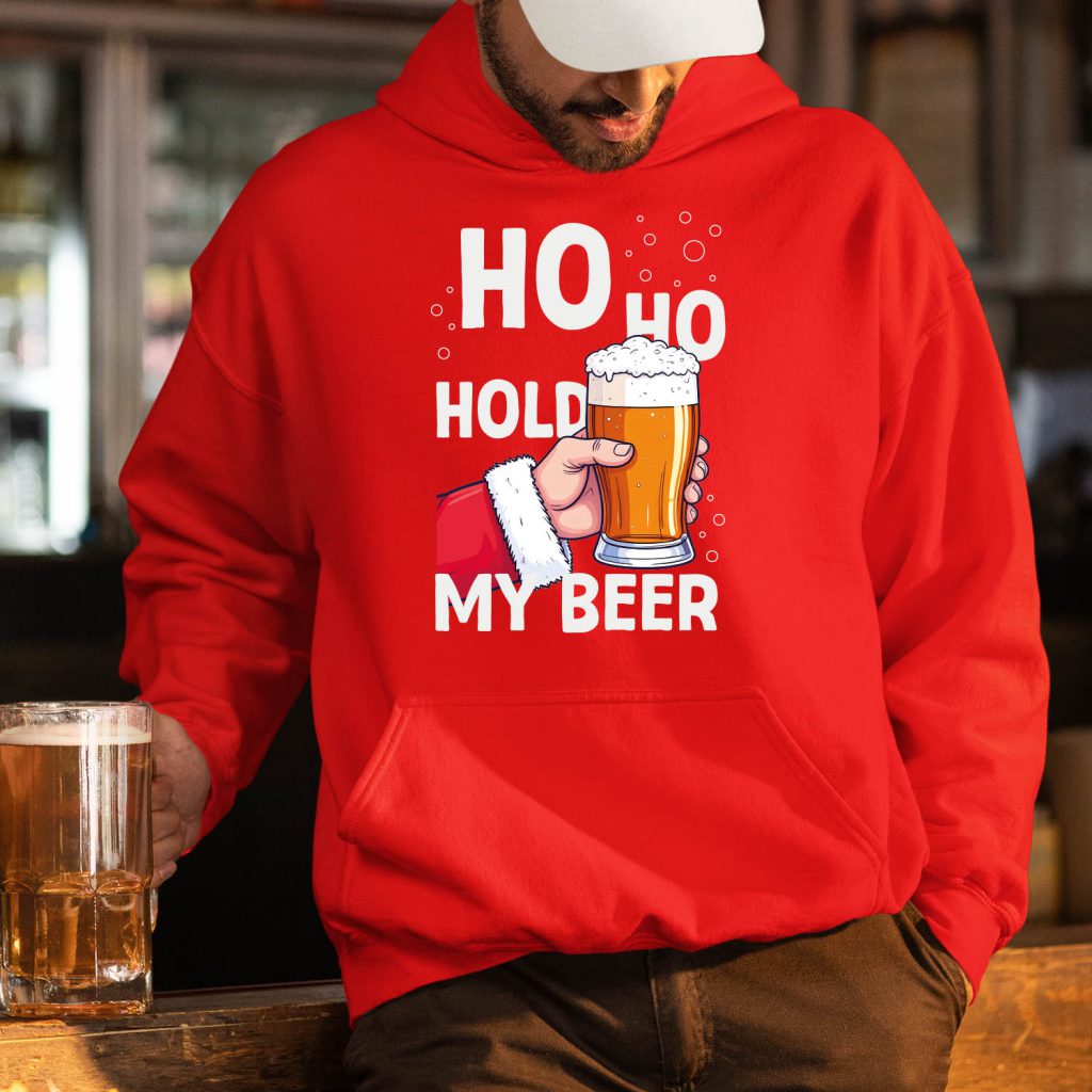 Foute Kerst Hoodie Rood Ho Ho Hold My Beer