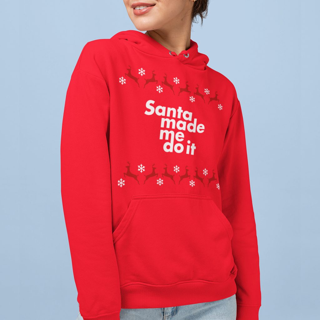 Foute Kerst Hoodie Rood Santa Made Me Do It Rendieren