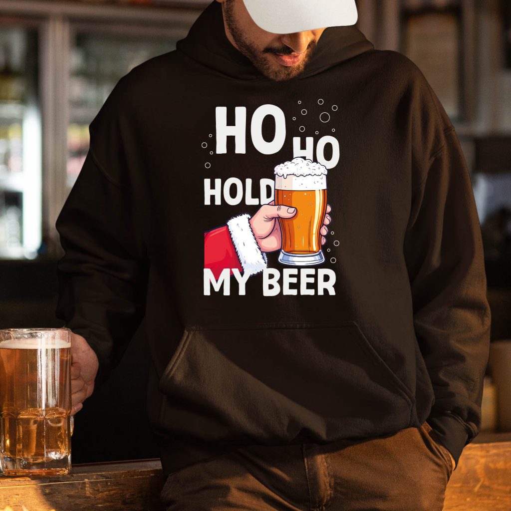 Foute Kerst Hoodie Zwart Ho Ho Hold My Beer
