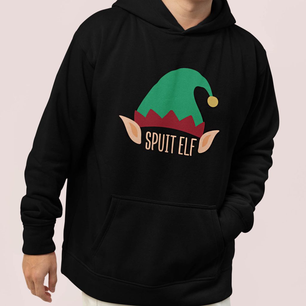 Foute Kerst Hoodie Zwart Spuitelf
