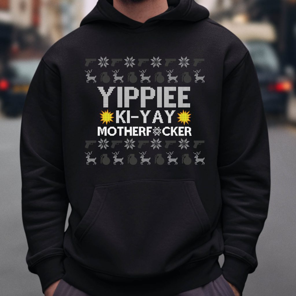 Foute Kerst Hoodie Zwart Yippie-ka-yay mtf