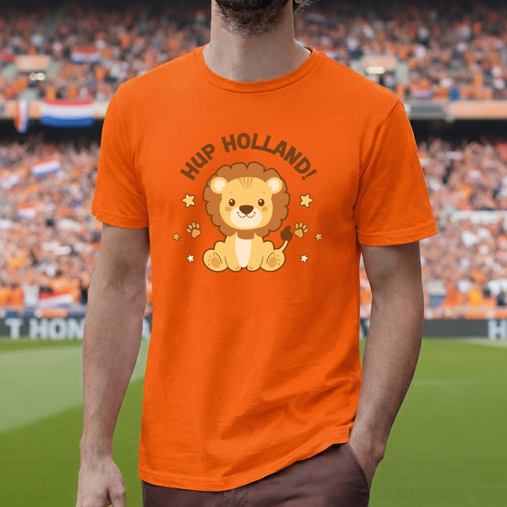 Oranje WK T-shirt Hup Holland Leeuw Cute
