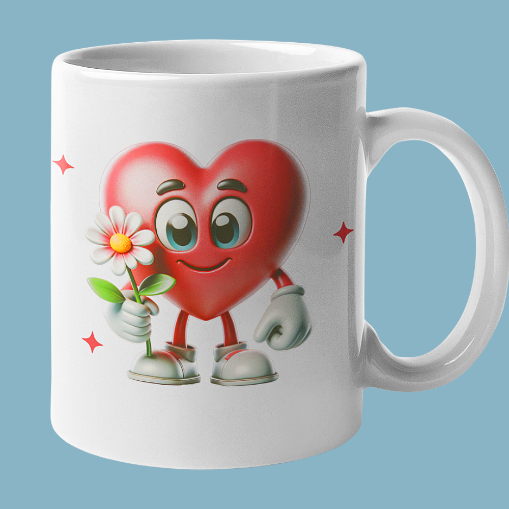 Valentijn Mok Hart Met Bloem