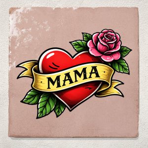 Moederdag Tegeltje Cadeau Roze Mama Tattoo