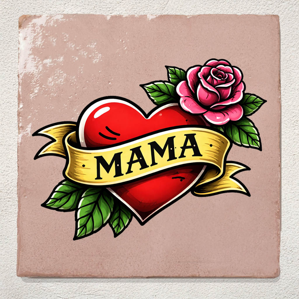 Moederdag Tegeltje Cadeau Roze Mama Tattoo