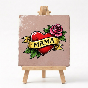 Moederdag Tegeltje Cadeau Roze Mama Tattoo